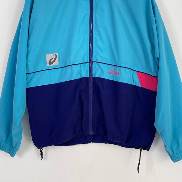 Vintage ASICS Women's Mesh Full Zip Teal Blue Windbreaker Jacket Size Medium 90s - Picture 5 of 10